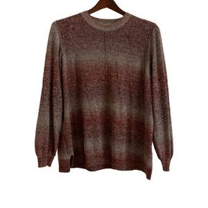 LOGO by Lori Goldstein Burgundy & Gray Marled Sweater XL